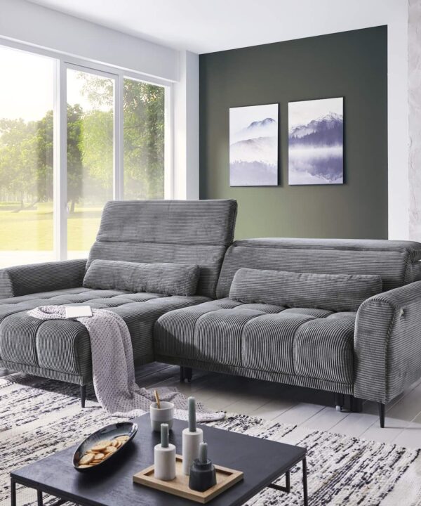 Ecksofa Nagol Cord dunkelgrau