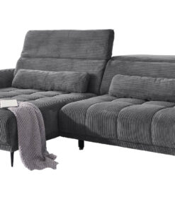 Ecksofa Nagol Cord dunkelgrau ausziehbar