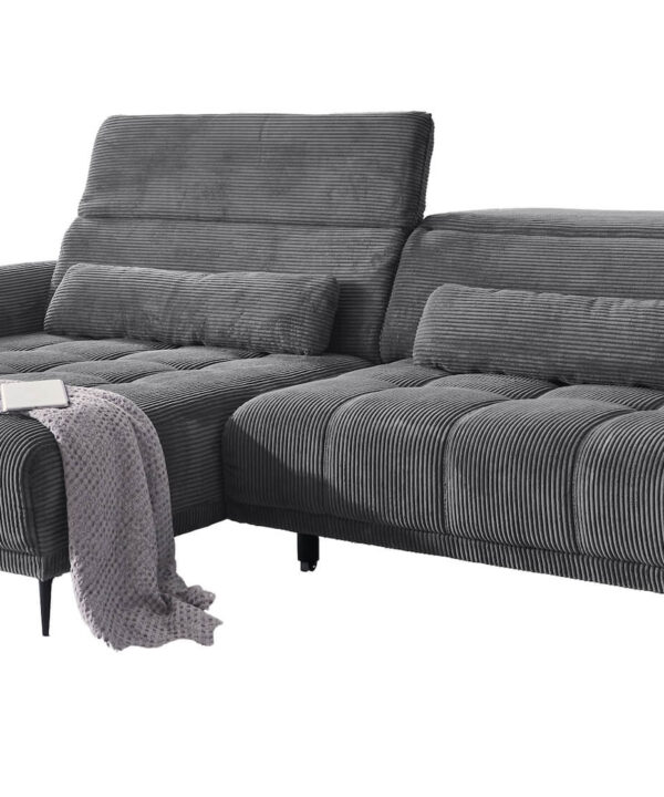 Ecksofa Nagol Cord dunkelgrau ausziehbar