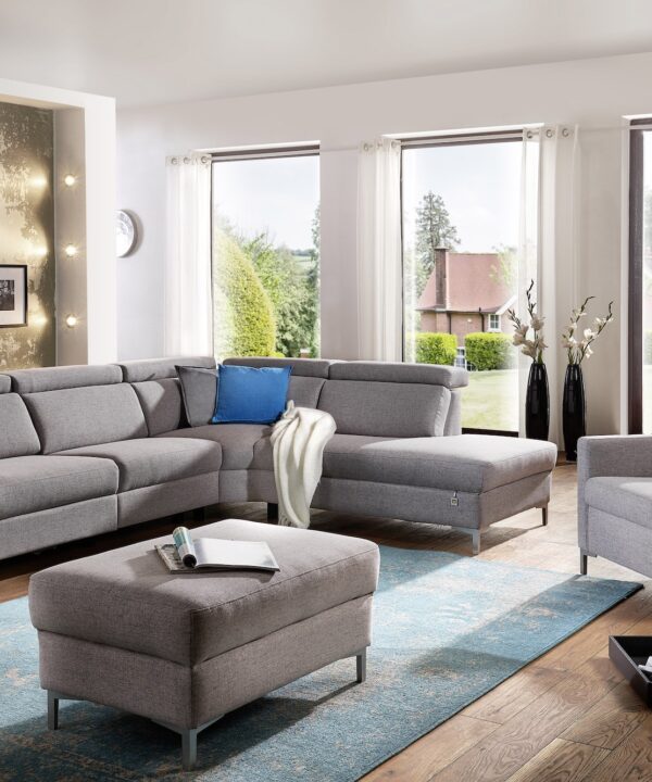 Ecksofa Affalterbach Stoff grau