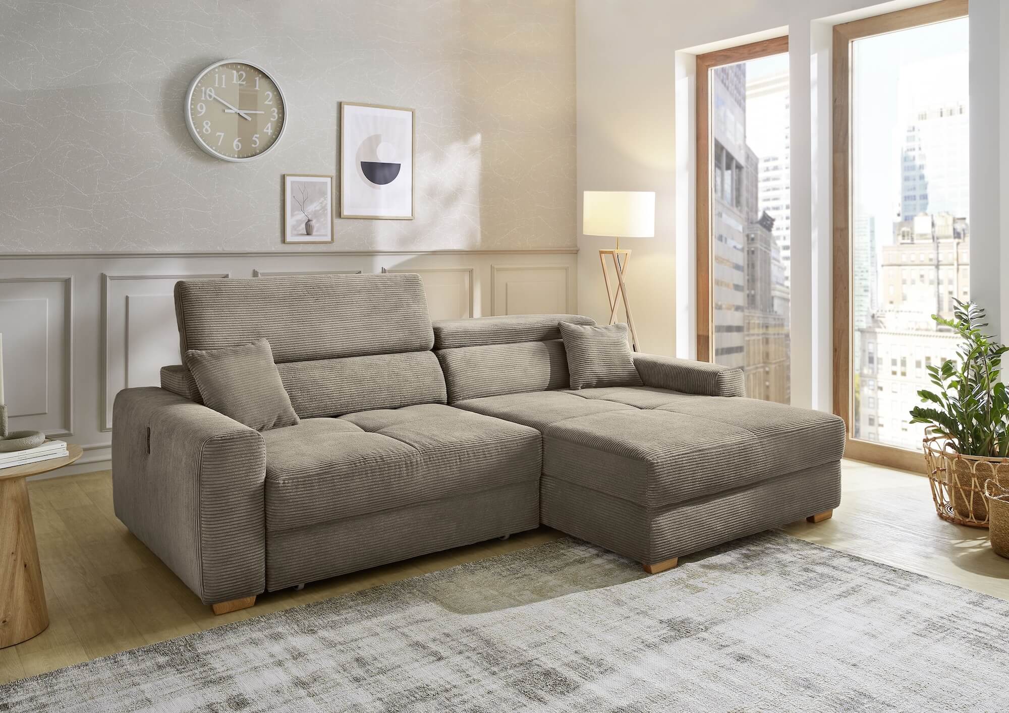Ecksofa Derlis Cord taupe