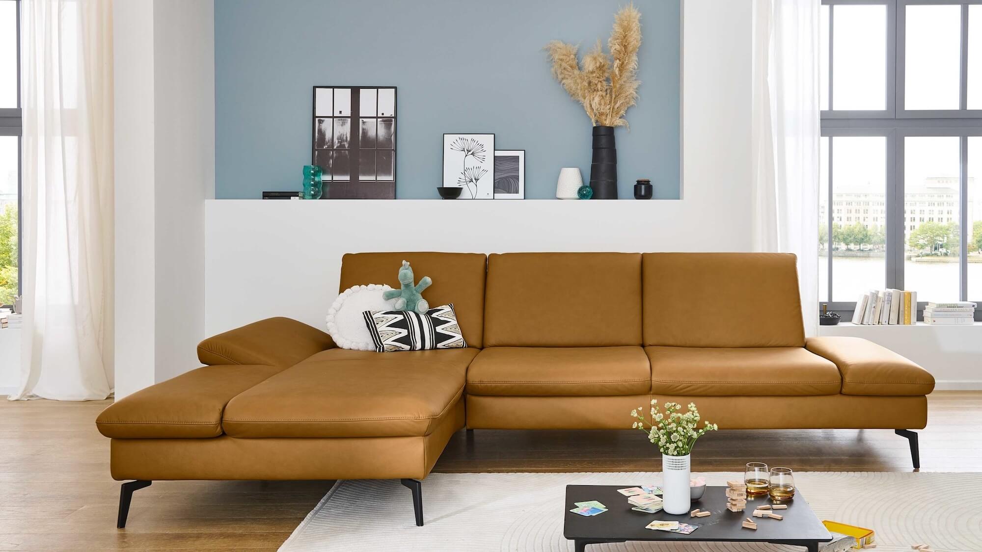 Modulmaster Ecksofa Leder Kurkuma