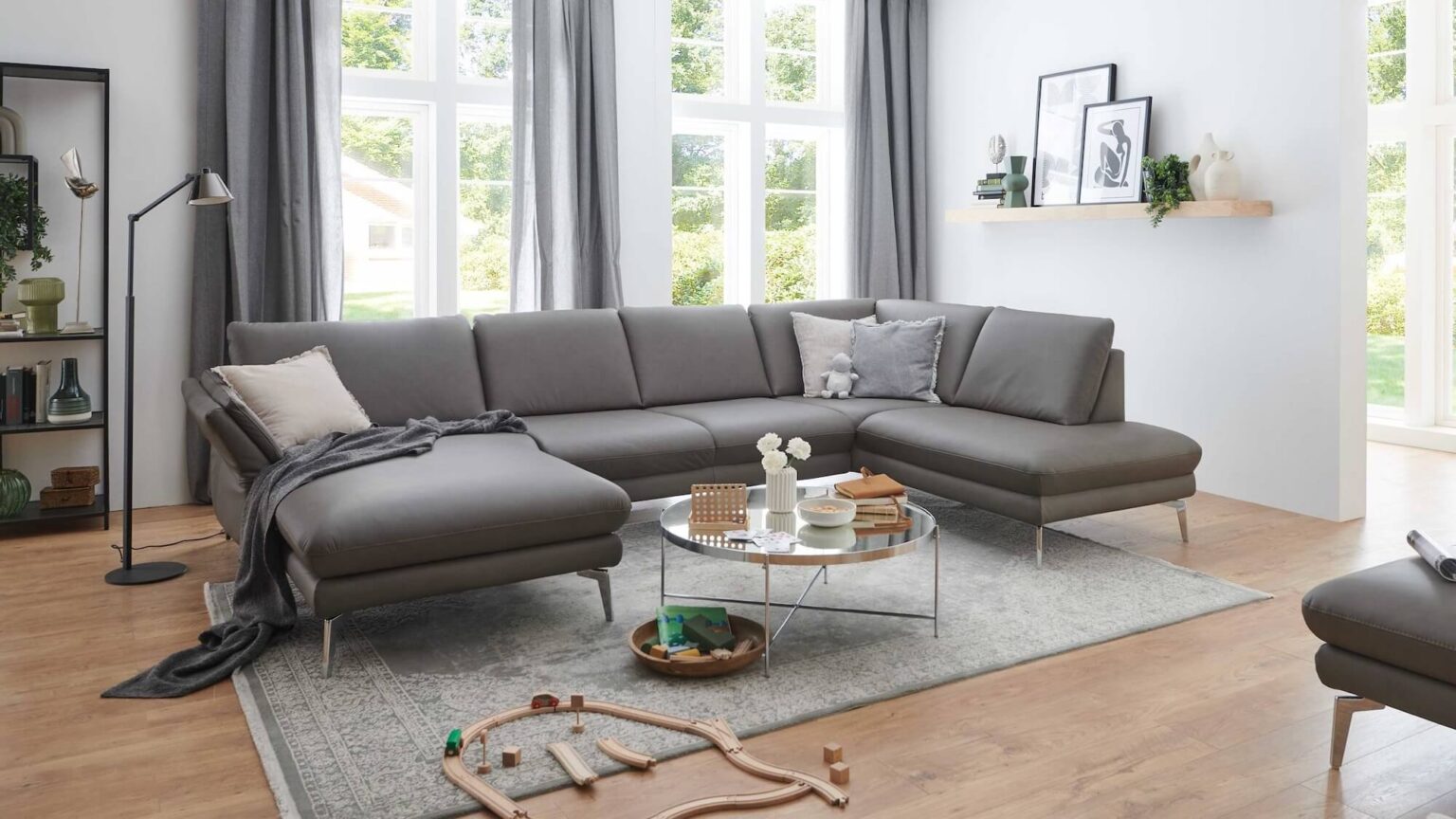 Modulmaster Ecksofa Leder in grau