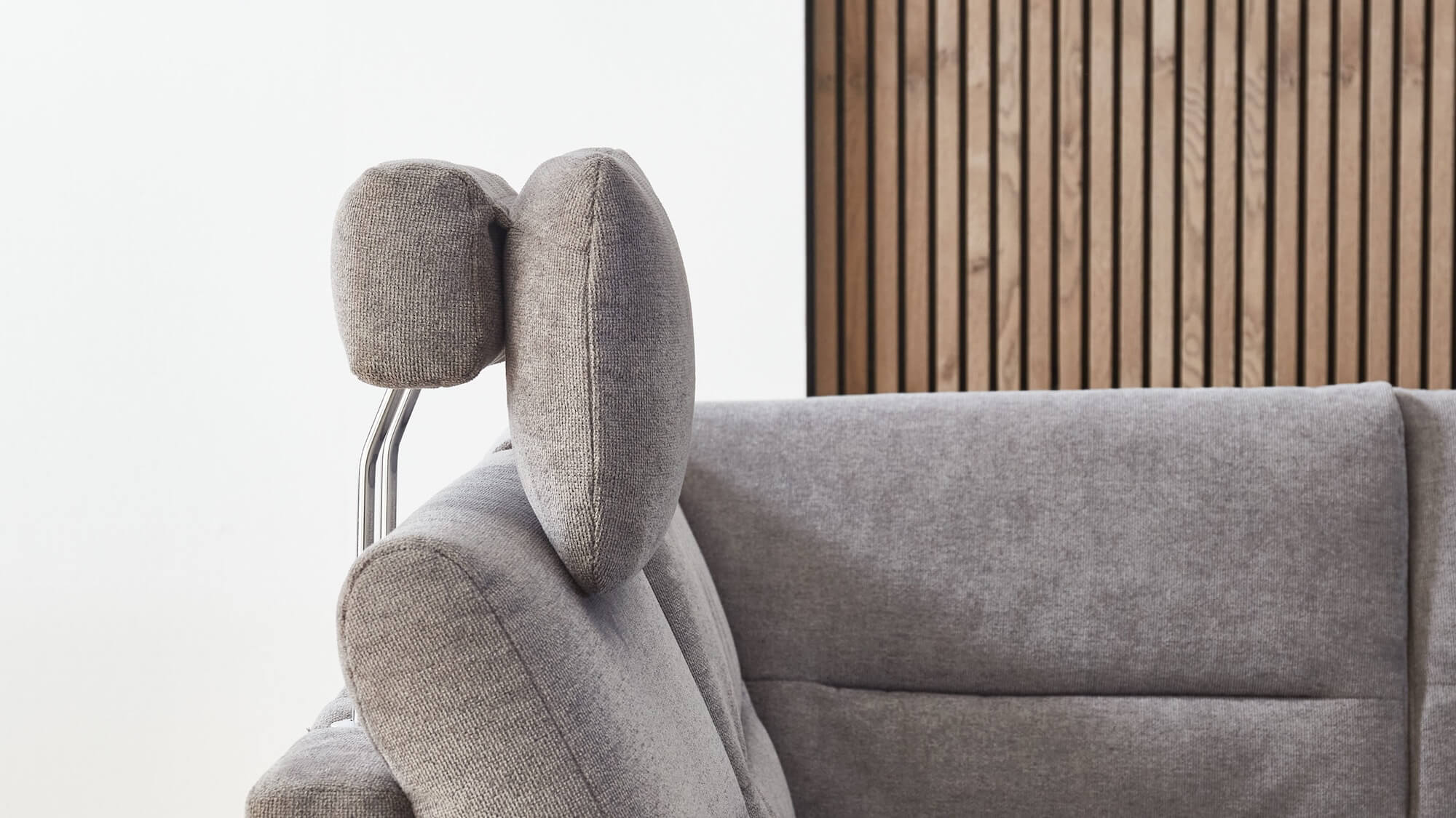 Modulmaster Sofa aus Stoff grau mit Kopfstuetze