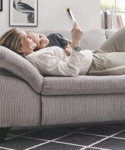 Prospekte Polstersofa Blowatz Cord sandgrau mit Nackenstützen