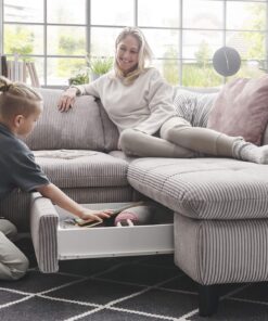 Polstersofa Blowatz Cord sandgrau mit Stauraum