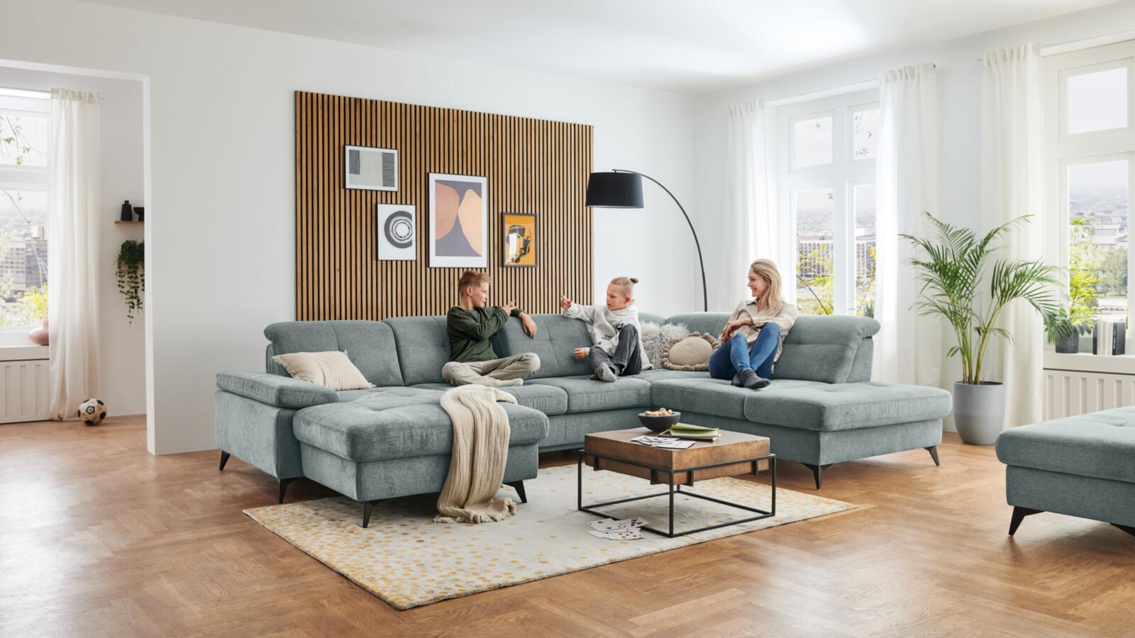 Wohnlandschaft Rödermark Stoff stahlgrau gross
