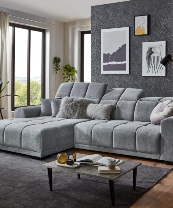 Ecksofa Commander Stoff grau