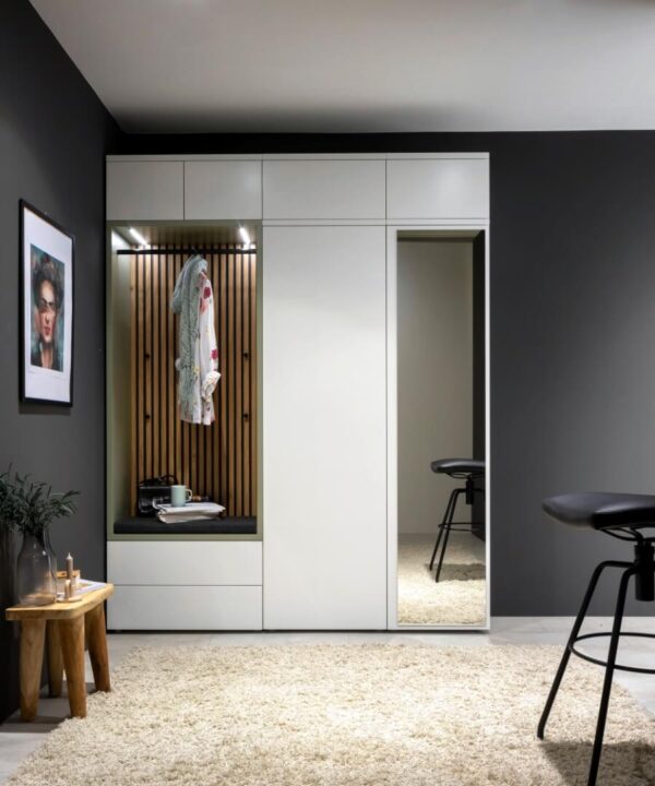 Garderobe Bilbao weiß Hochglanz Eiche