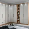 Eckschrank mit Drehtueren kieselgrau Glas