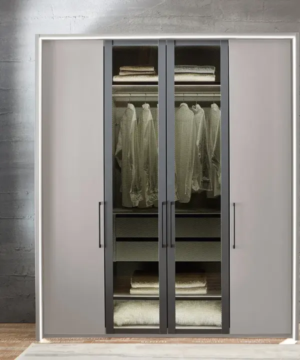 Schrank Split kieselgrau Glas