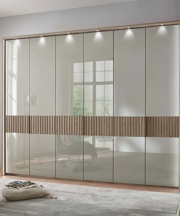 Schrank Ventura kieselgrau Glas Eiche