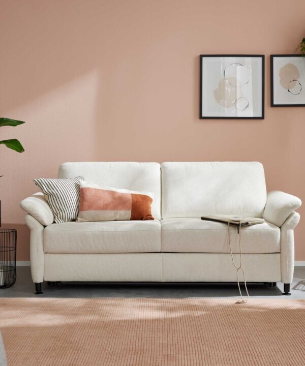 Interliving Schlafsofa Cremeweiss