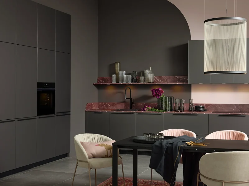 Nolte Pearl Design Kuechenzeile Dunkelgrau Metallic