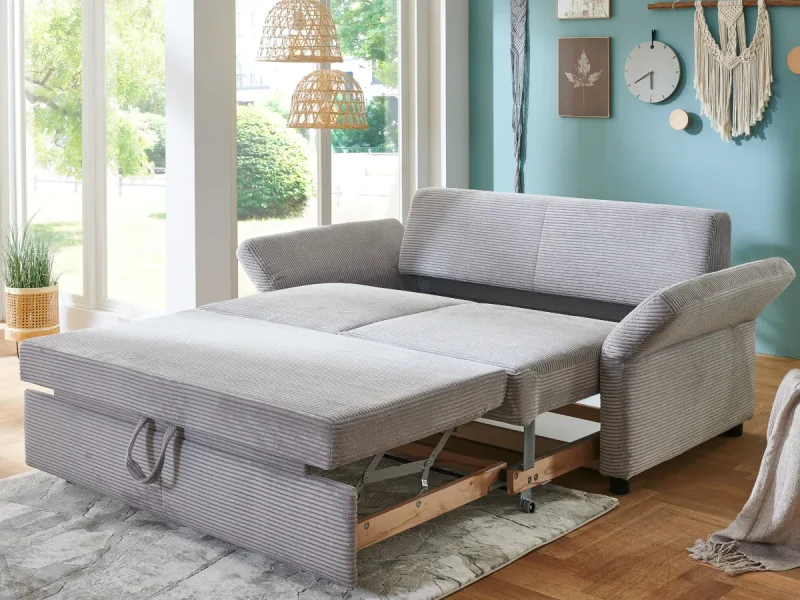 Steinpol Schlafsofa Cord grau